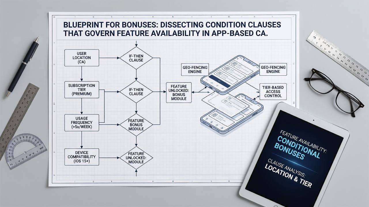 Mobile app interface displaying bonus terms and condition clauses for feature activation