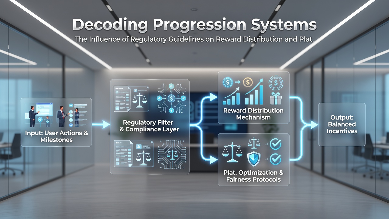 Infographic illustrating reward distribution pathways under regulatory guidelines in gaming platforms with navigation maps and compliance checkpoints