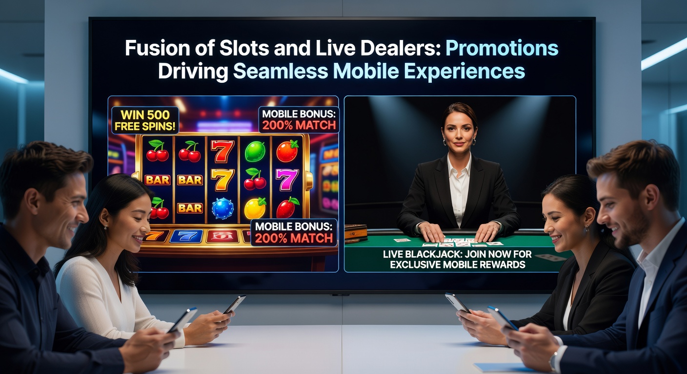 Close-up of a mobile casino app interface showing promotional banners linking slot spins to live dealer tables with smooth transitions