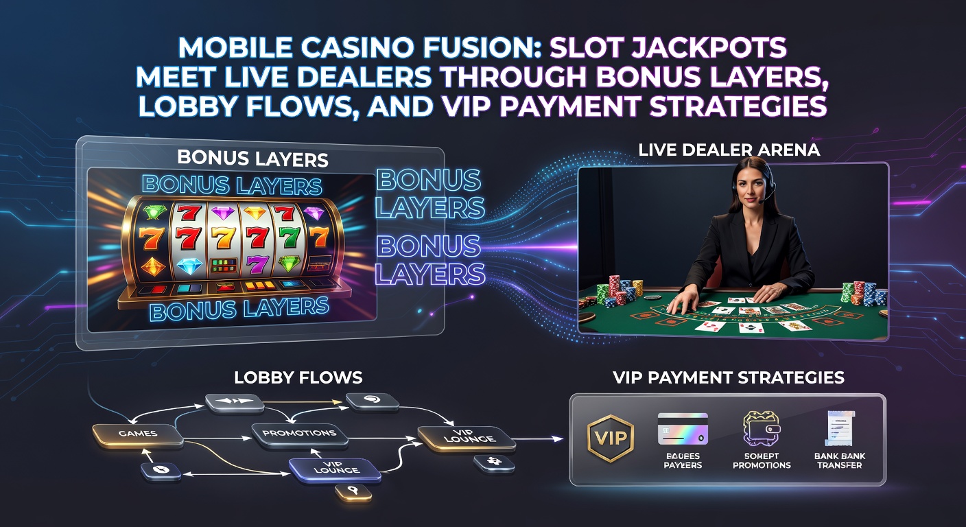 Vibrant mobile casino interface showing slot reels spinning alongside a live dealer table, with bonus notifications and VIP badges glowing on screen