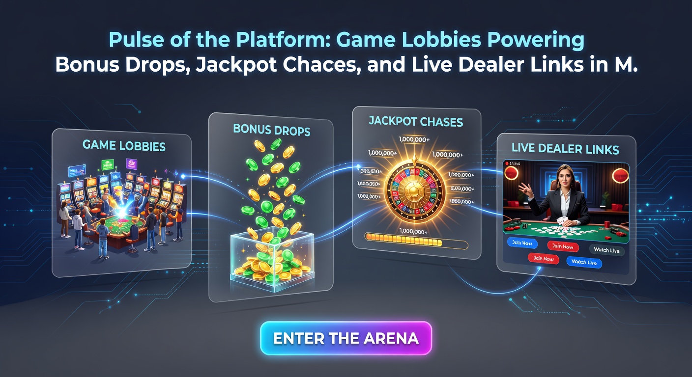 Dynamic screenshot of a mobile game lobby showing escalating jackpot meters next to live dealer game previews and bonus drop alerts