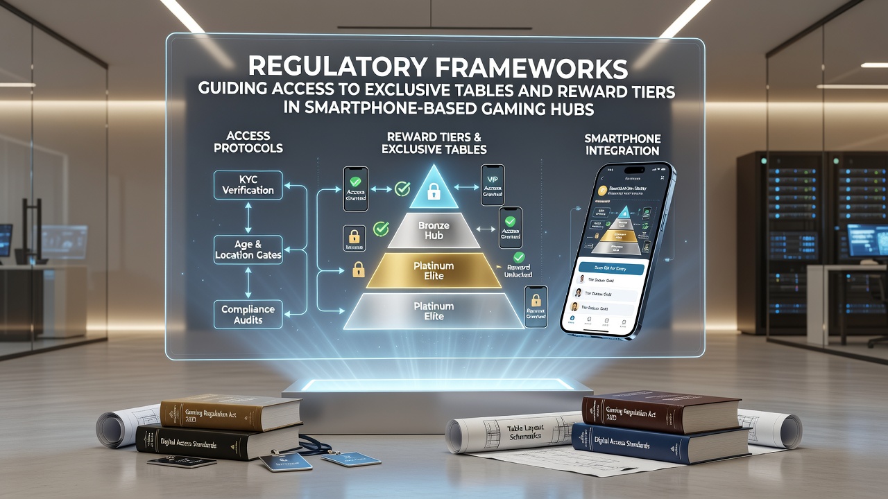 Smartphone displaying exclusive gaming hub interface with VIP tables and reward tiers