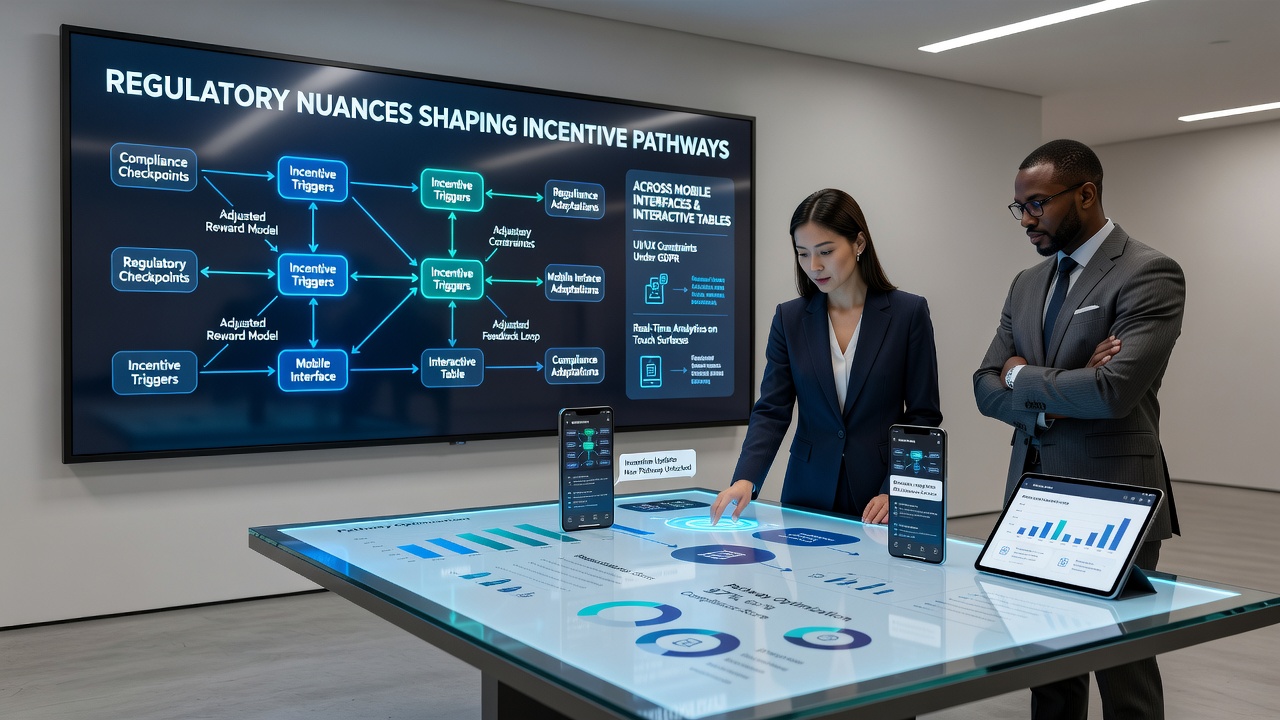 Regulatory compliance elements displayed across mobile casino interfaces and interactive gaming tables