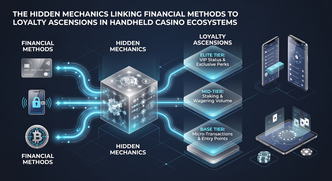 Illustration of loyalty ascension ladder connecting mobile payment icons to VIP reward tiers