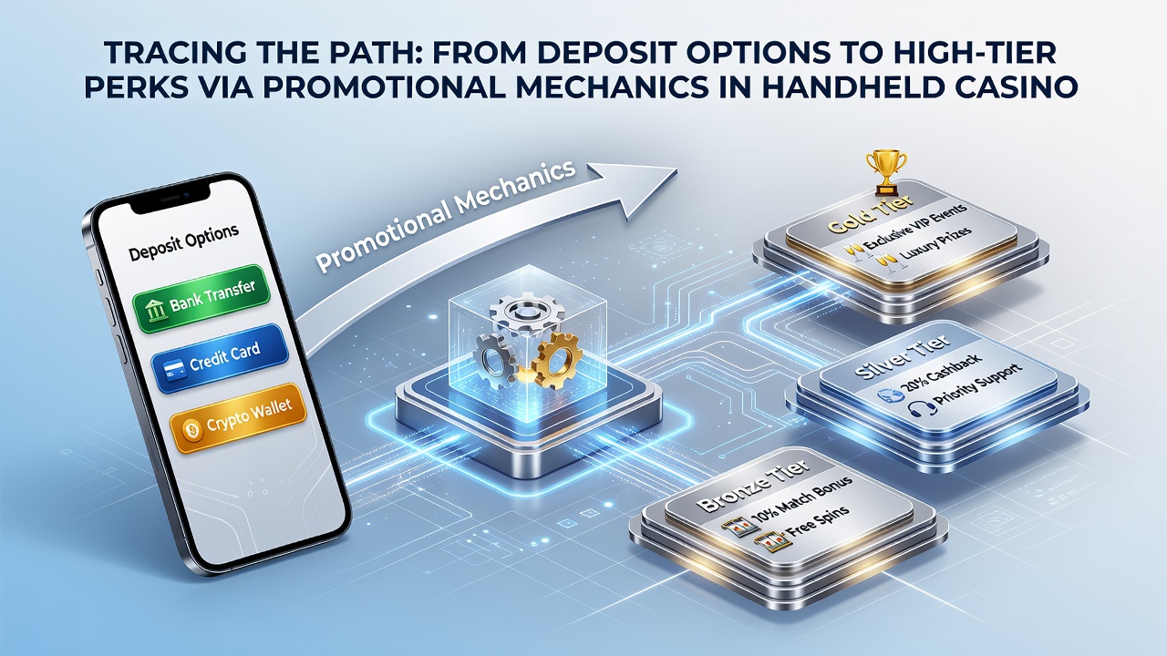 Progression chart in a handheld casino app illustrating loyalty points moving from deposit to VIP tier status