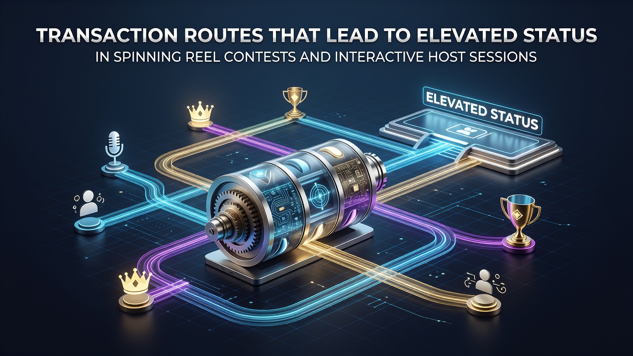 Diagram showing transaction routes leading to elevated player status in spinning reel contests and interactive host sessions