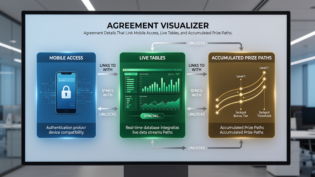 Illustration of live dealer tables integrated with mobile interfaces and reward tracking systems in casino platforms